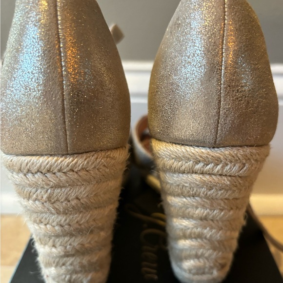 J Crew Jute wedge sandals in metallic leather, size 7 EUC - Picture 8 of 12